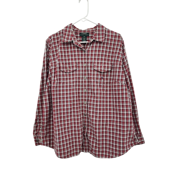 Lauren Ralph Lauren Red Plaid Button Down Shirt - Picture 1 of 8